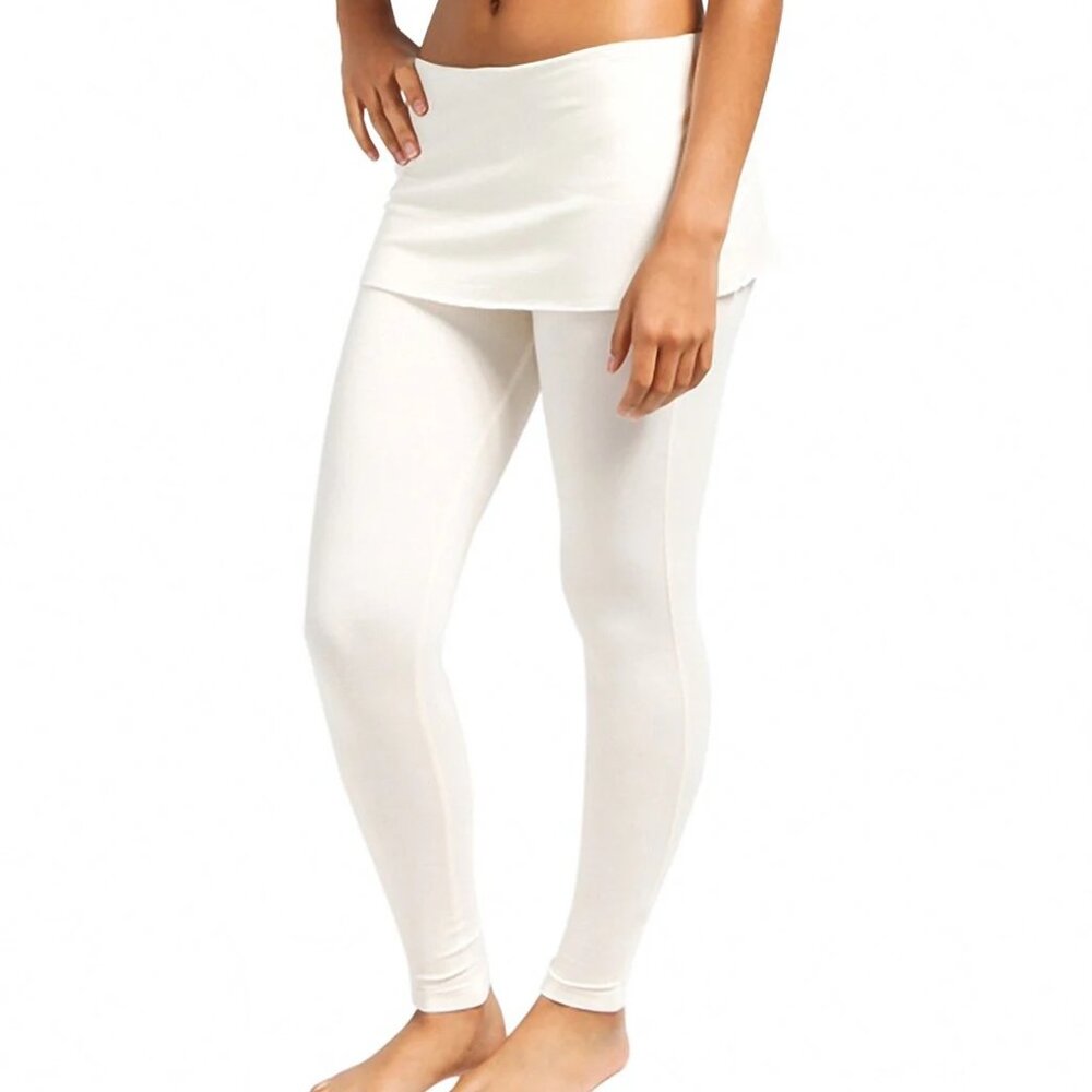 prAna Sartori yoga skirted fitted leggings pants-off white/cream-extra small XS - Picture 6 of 14